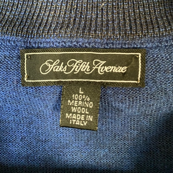 Saks Fifth Avenue Blue Merino Wool Sweater - Picture 5 of 8